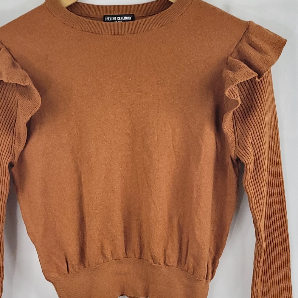 Opening Ceremony Rust Ruffle Sweater - Picture 2 of 9